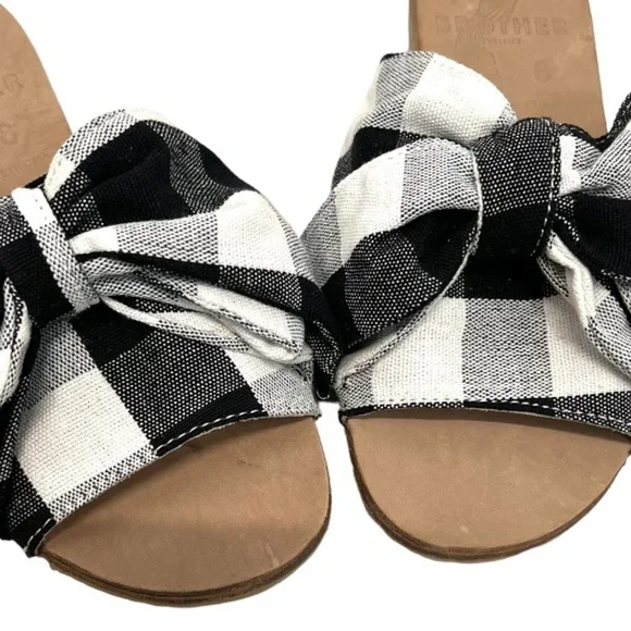 Brother Vellies Burkina Slide Montauk Picnic Gingham Bow Sandals NWT Women’s 8 - Picture 5 of 15